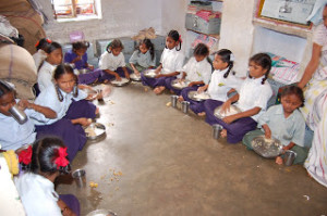 a snap of arranged lunch for blind children